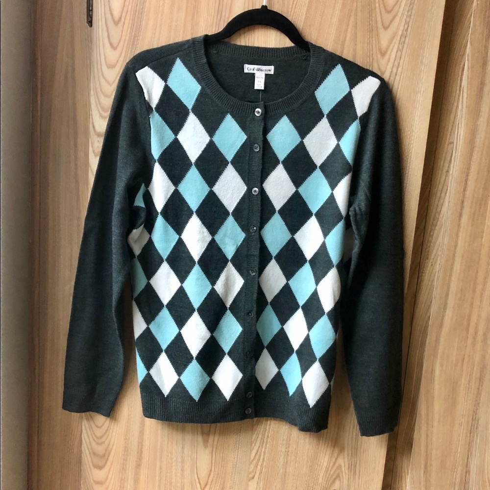 Croft&Barrow Cardigan Sweater Argyle Print